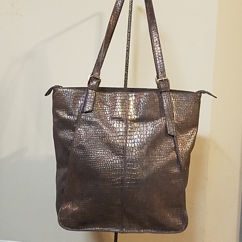 Large Lodis Metallic Leather Handbag